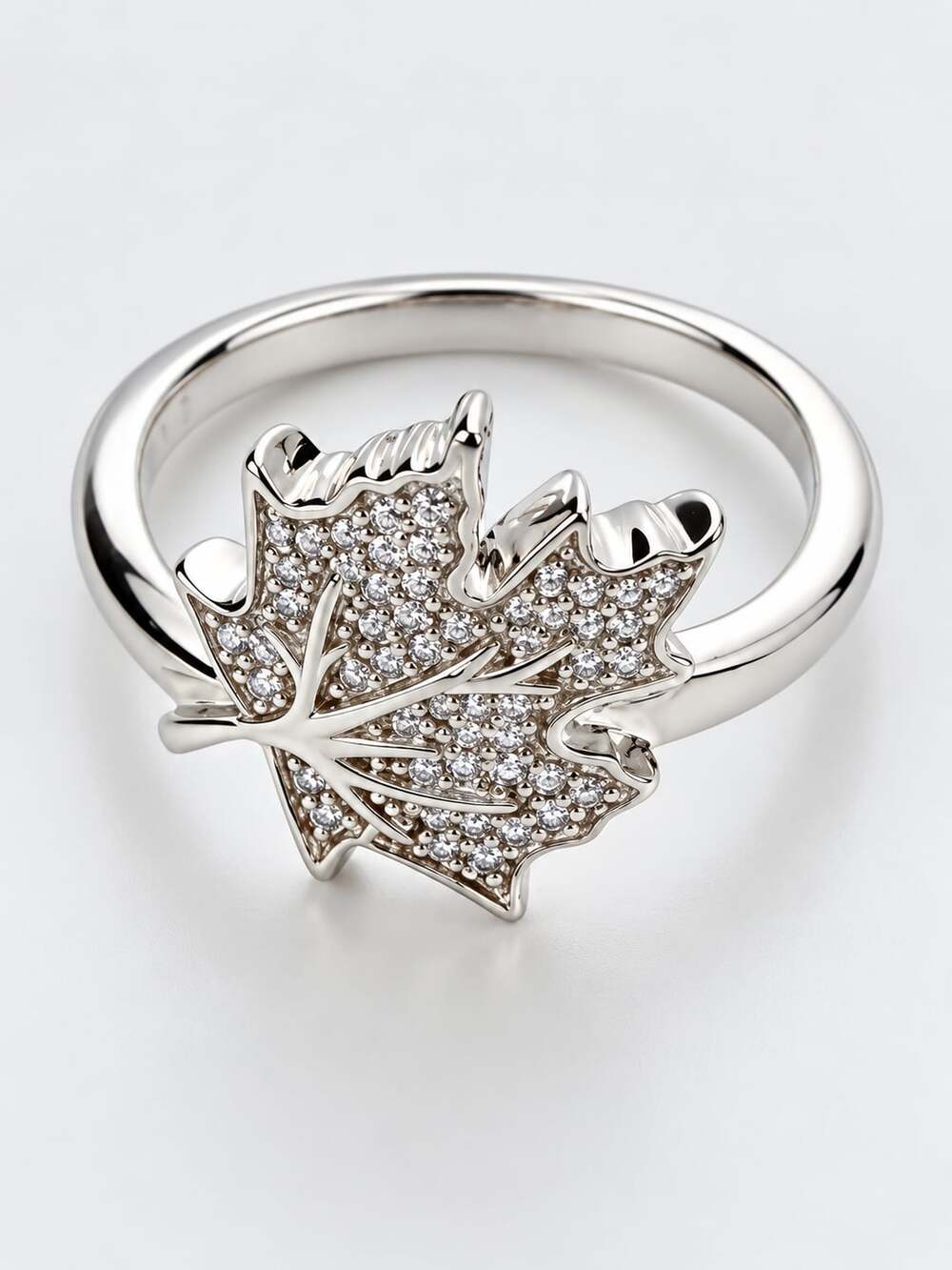 Karis White Diamond Accent Leaf Ring in Platinum Bond (Size 7.0)